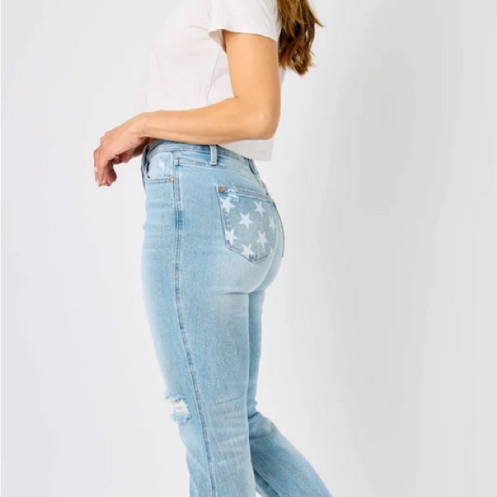 Judy Blue Light Blue Star Skinny Jeans